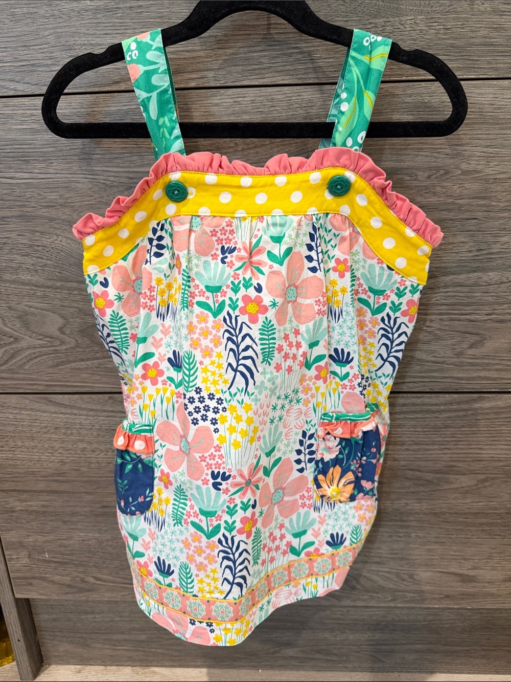 Colorful Floral Tunic Tank with Ruffle Contrast Trim